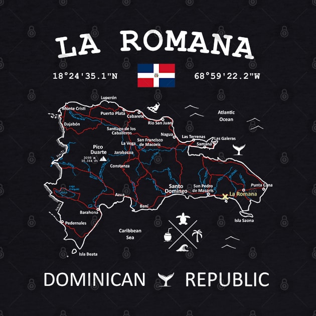 La Romana Dominican Republic Flag Travel Map Coordinates GPS by French Salsa